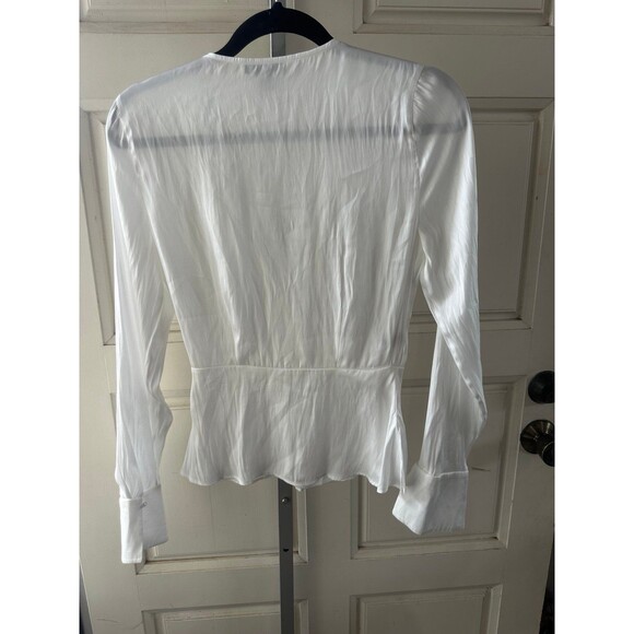 PAIGE Women's Vistah Surplice Front Pleats Peplum Long Sleeve Blouse XS - Picture 4 of 12